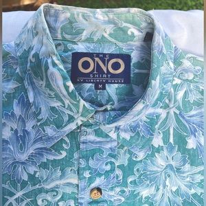 Vintage The Ono Shirt Aloha Shirt 3 Button M By Liberty House Floral On Aqua